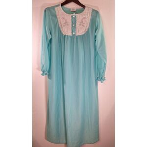 KELLY REED Floral Embroidered Long Night Gown Sleepwear Women Large Grandma Core